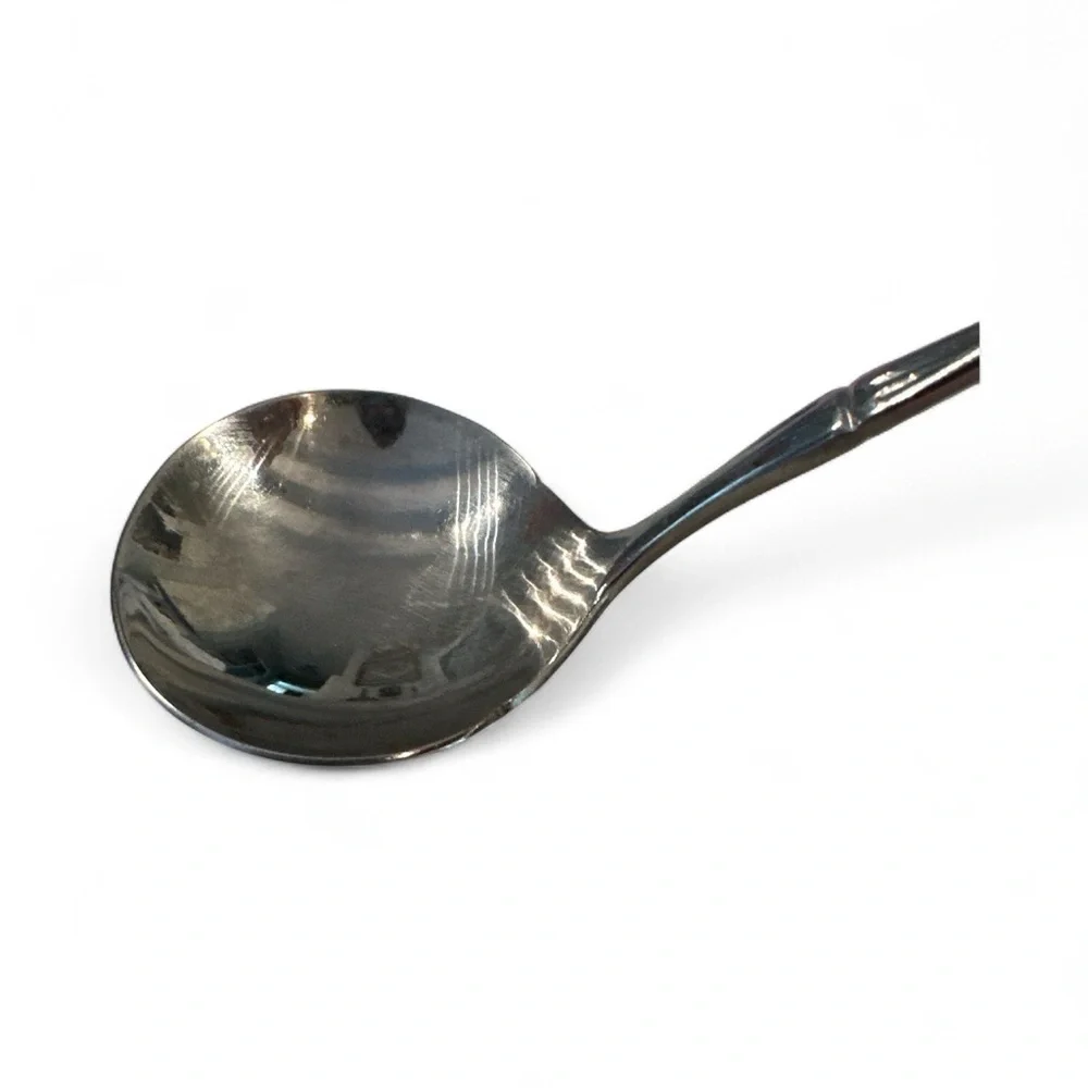 Vintage Mid Century Bamboo KOREA Stainless Steel Flatware Gravy Ladle 6